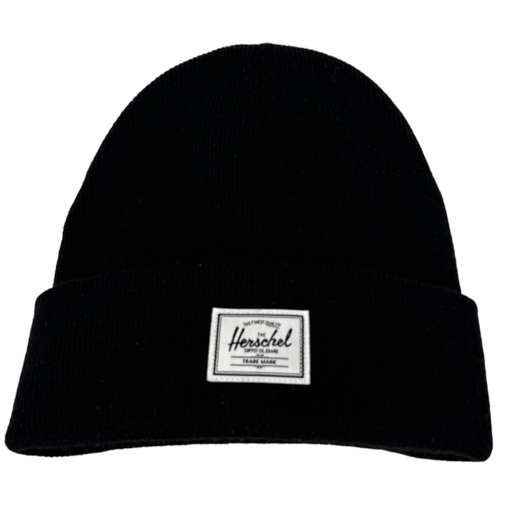 Herschel Supply Co Beanie Black Rib‎ Knit Cuffed Winter Hat One Size Unisex